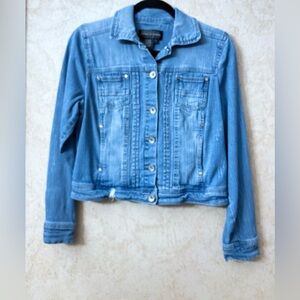 Live a Little Light Blue Distressed Jean Jacket